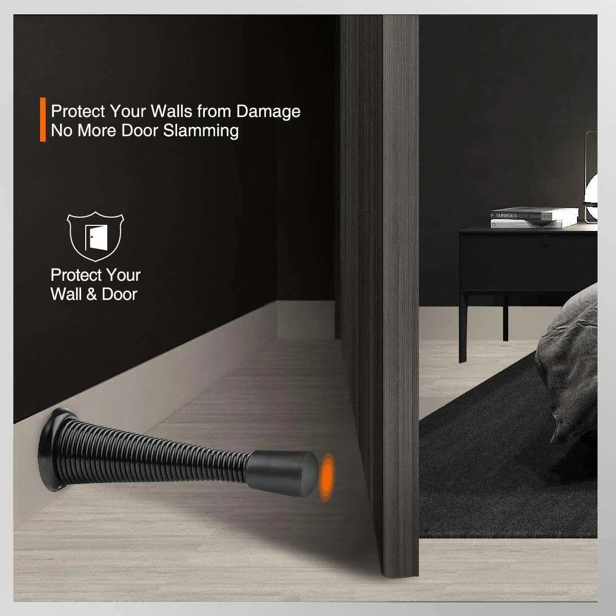 Wall Mounted with Rubber Bumper Spring Door Stoppers