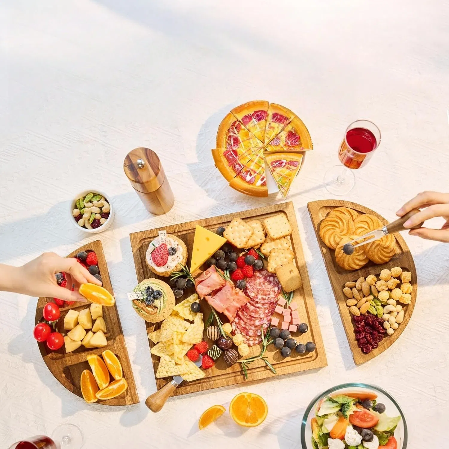 Набор разделочных досок из акации для сыра и закусок