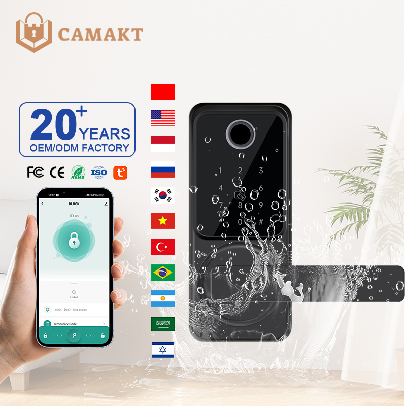 Camakt Tuya Bluetooth Smart Handle Secure Digital Door Lock for Wooden Door Cerradura Inteligente Para Puerta Smart Lock