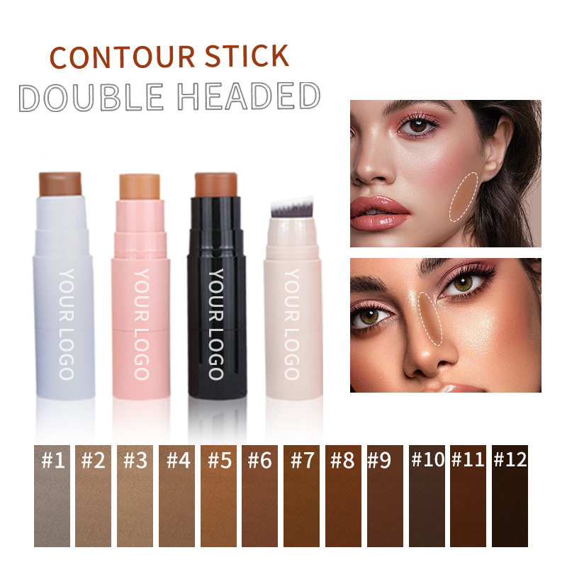 Custom Logo Matte Finish Cream Bronzer Foundation Concealer Contour Stick with Brush