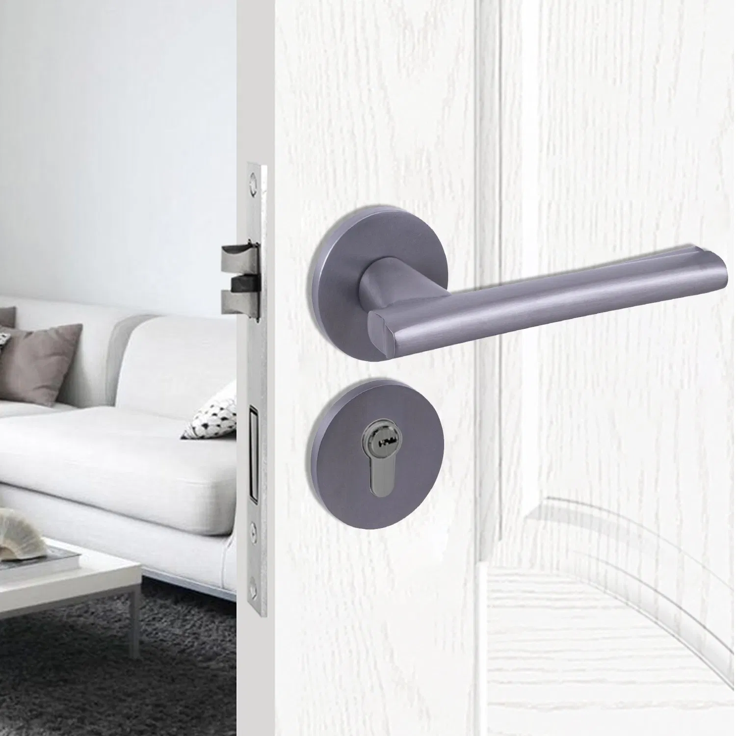 Door Hardware Door Handle Lock Aluminum Door Lock Wood Door Lock Aluminum Door Handle Gray Split Lock