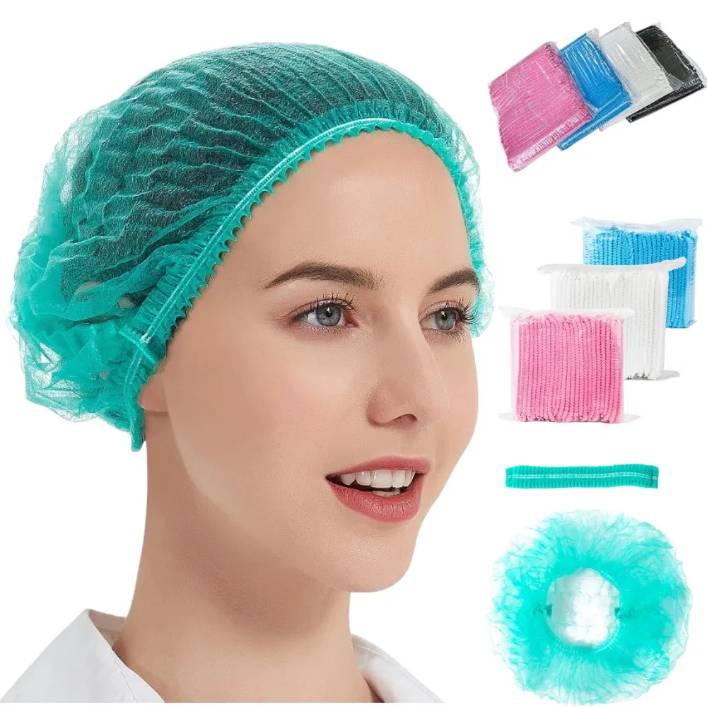 Food Processing Bakery Catering Disposable Non-Woven Head Cover Hairnets Clip Mop Cap