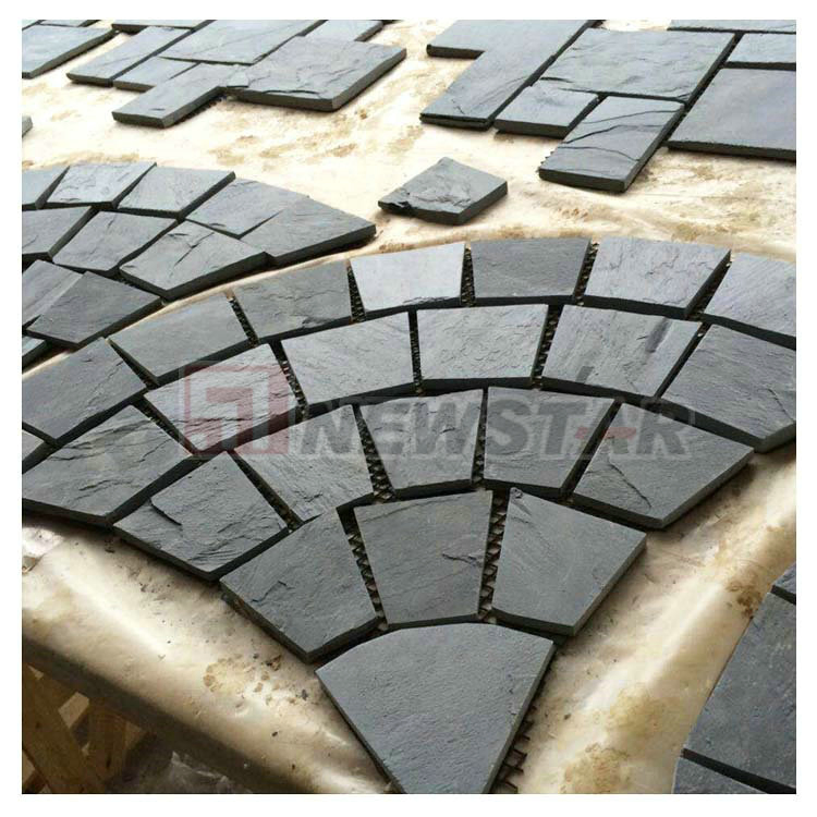 Cobblestone Floor Tile Black Quartz Price Slate Stone Price Paver with Mesh Mosaic Paving