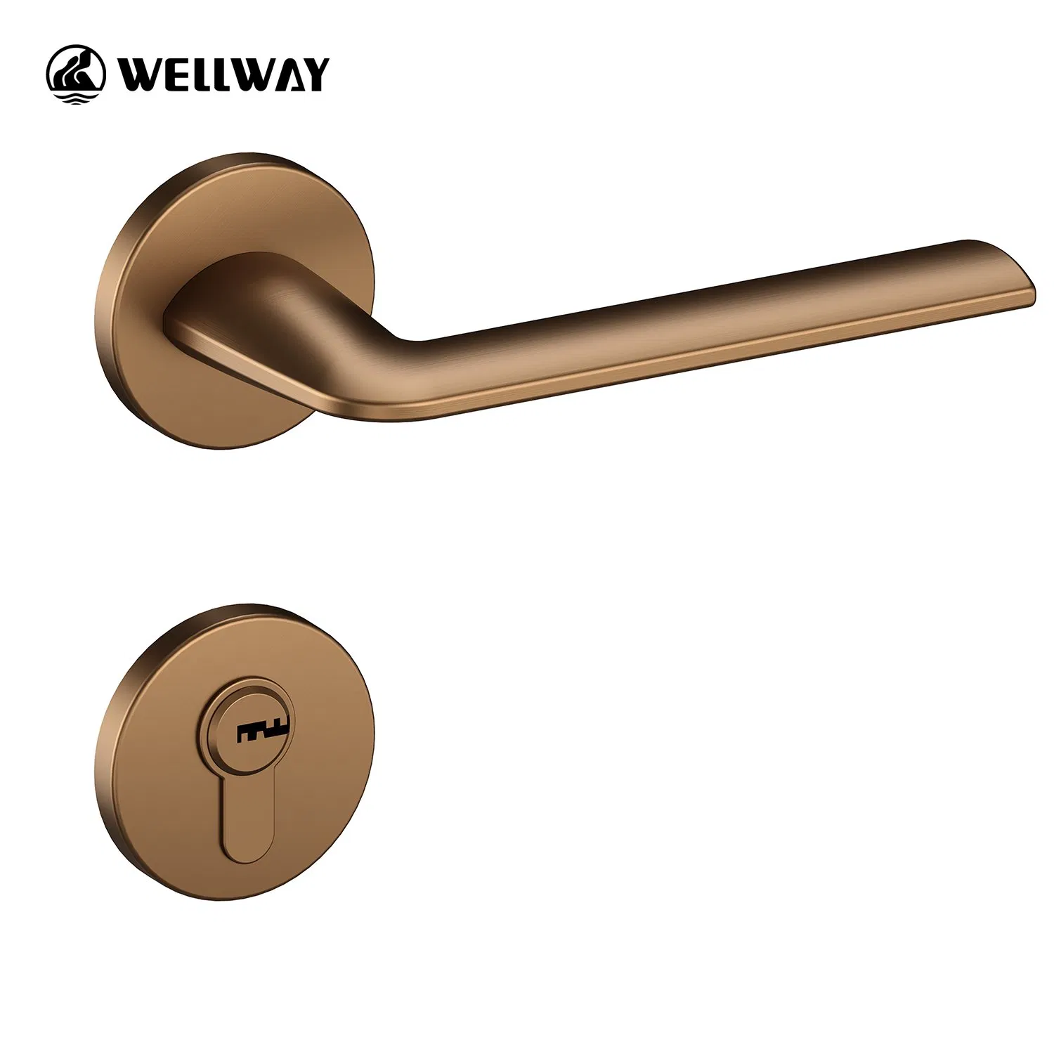 OEM/ODM Modern Straight Line Tea-Gold Brushed Zinc Alloy Lever Door Handle for Interior Wooden Doors From Factory Outlet with Customization