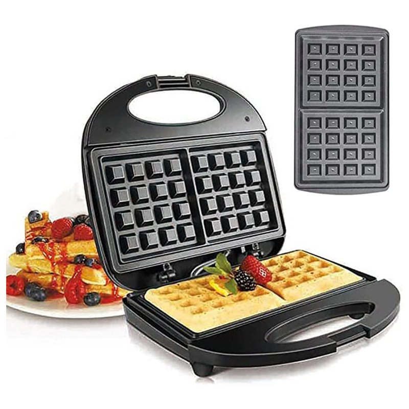 Versatile 2-Slice Non-Stick Electric Sandwich & Waffle Maker with Cool-Touch Handle Easy-Clean Household Breakfast Grill