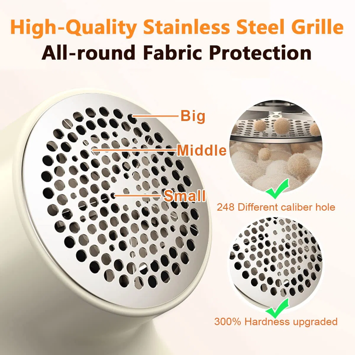 Stainless Steel 6-Leaf-Blades Electric Digital Display 3-Speeds Rechargeable Fabric Shaver Lint Remover