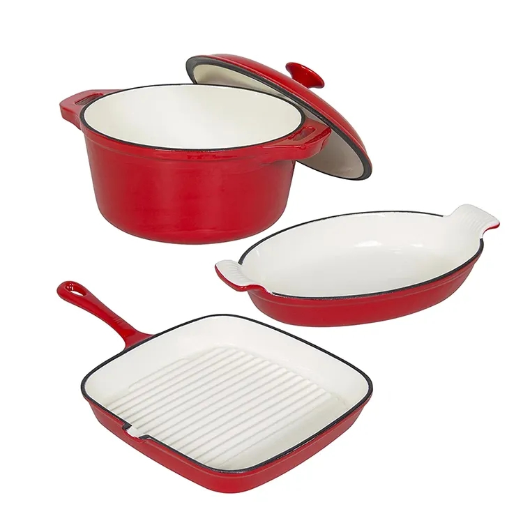 Hot Sales Enamel Cast Iron Casserole Pot Set Soup Cooking Pot Cookware Set with Factory Price
