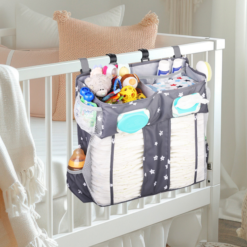 Nursery Organization Diaper Stacker Storage for Crib, Changing Table, Car, Wall-Grey