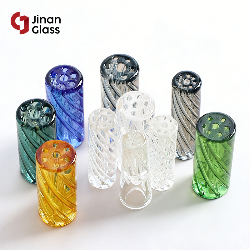 7 Holes Vortex Glass Filter Tips Holder for Smoking Accessories 8mm10mm12mm Borosilicate Heat Resistant Glass Pipes Tube Cigar Mouth Piece