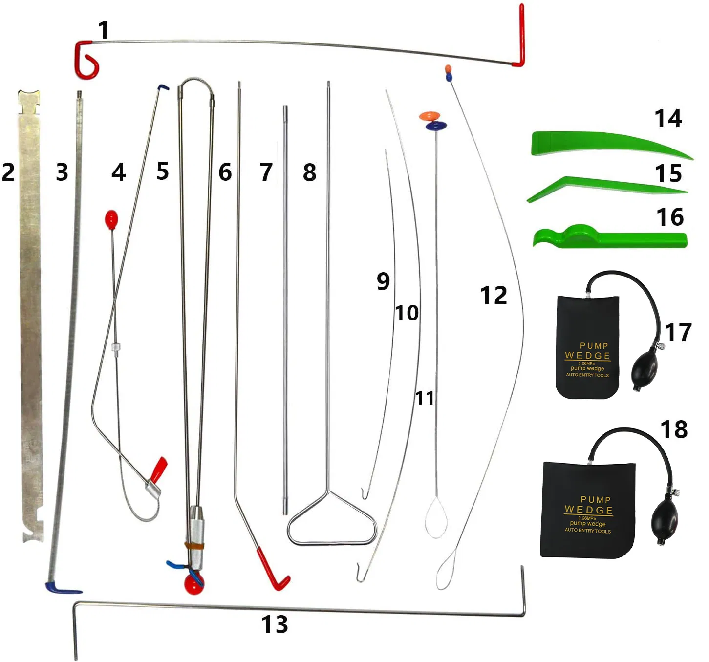 Quick Open Long Reach Car Opening Emergency Tools Car Lockout Kit with Air Wedge Pump