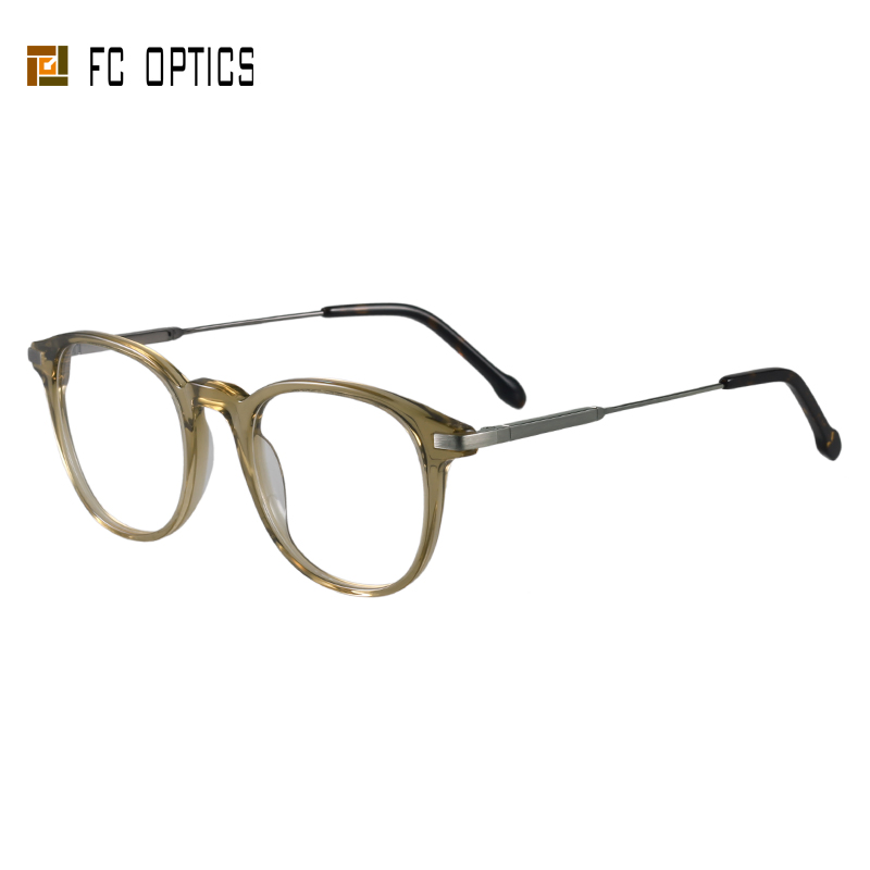 Spectacle Acetate and Metal Combination Oval Unisex Rts Prescription Eyeglass Frame