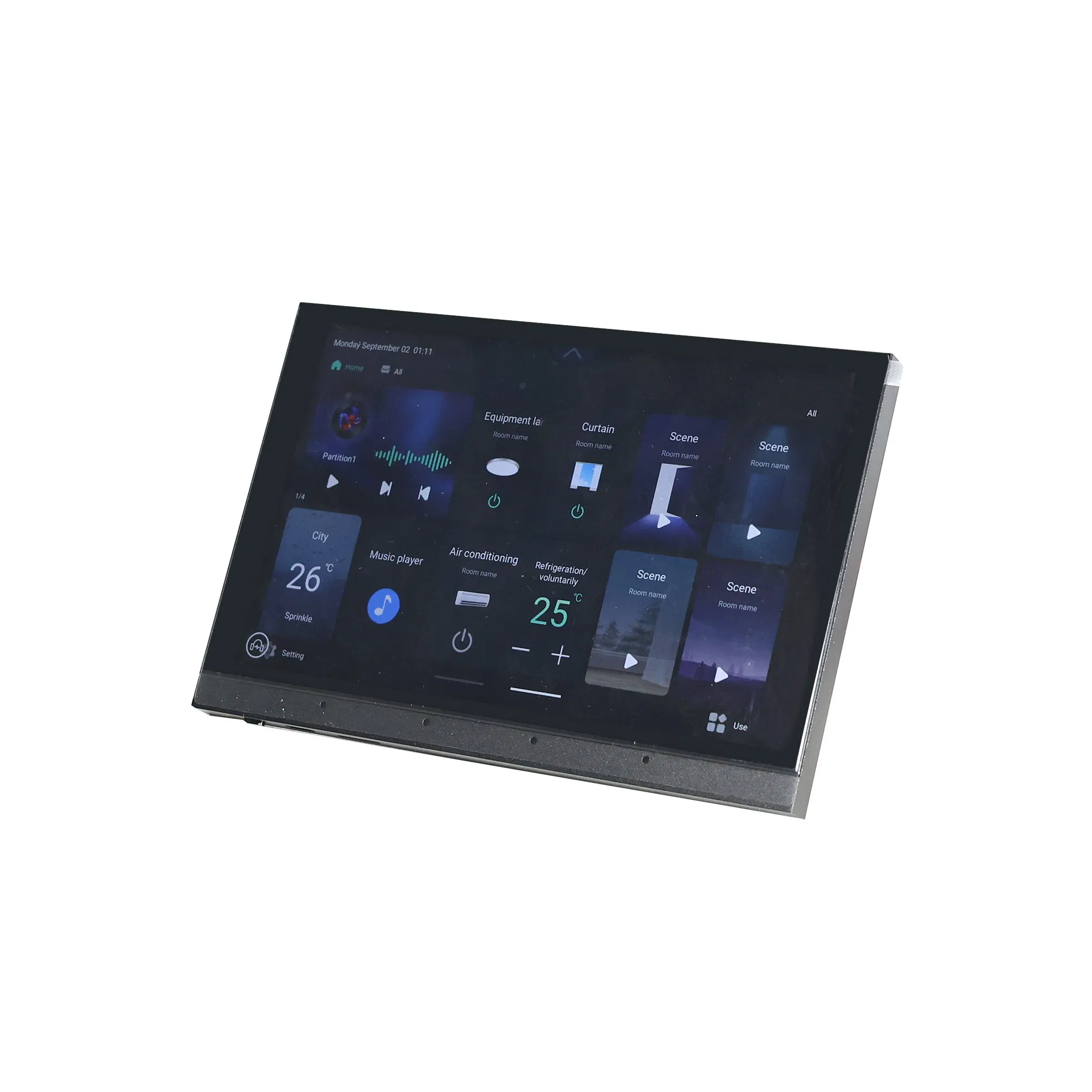 4 Zone 8 CH Smart Home WiFi Android Bluetooth Wall Stereo Amplifier Background Music Player with 7" Touch Screen and Tuya Zigbee