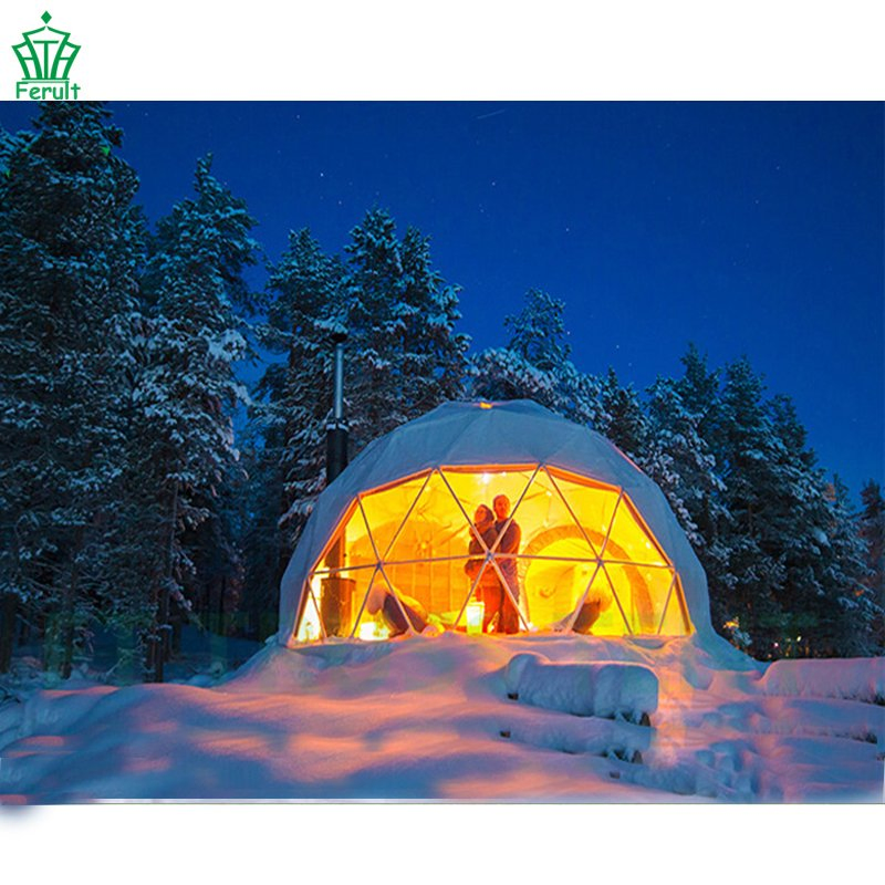 Waterproof PVC Winter Camping Greenhouse Steel Dome House Igloo Resort Tent with Clear Big Bay Clear Windows