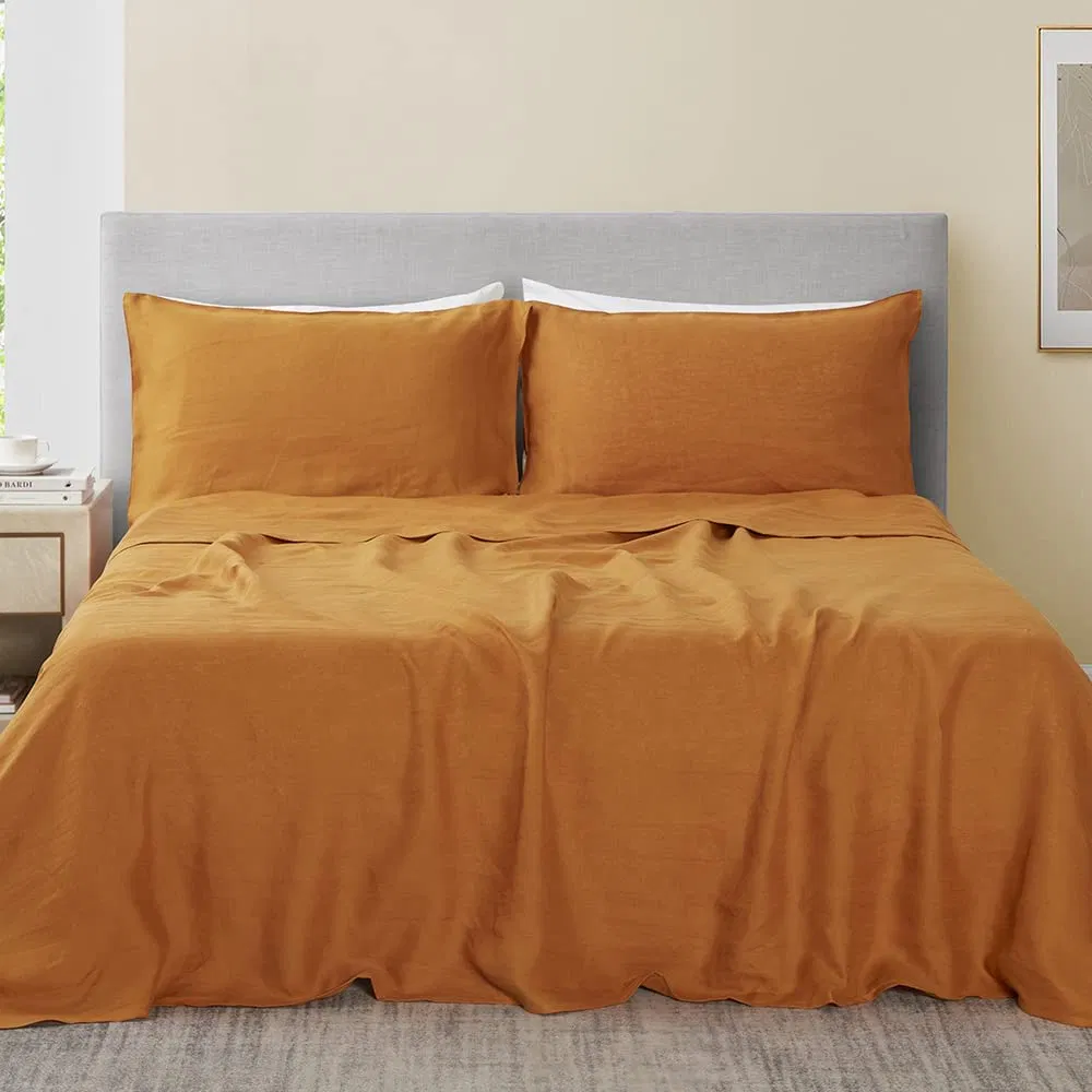 Home Textile Flax Linen Pillow Case Duvet Cover Set Stone Washed Home Hotel Soft Quilts Linen Bedding Set