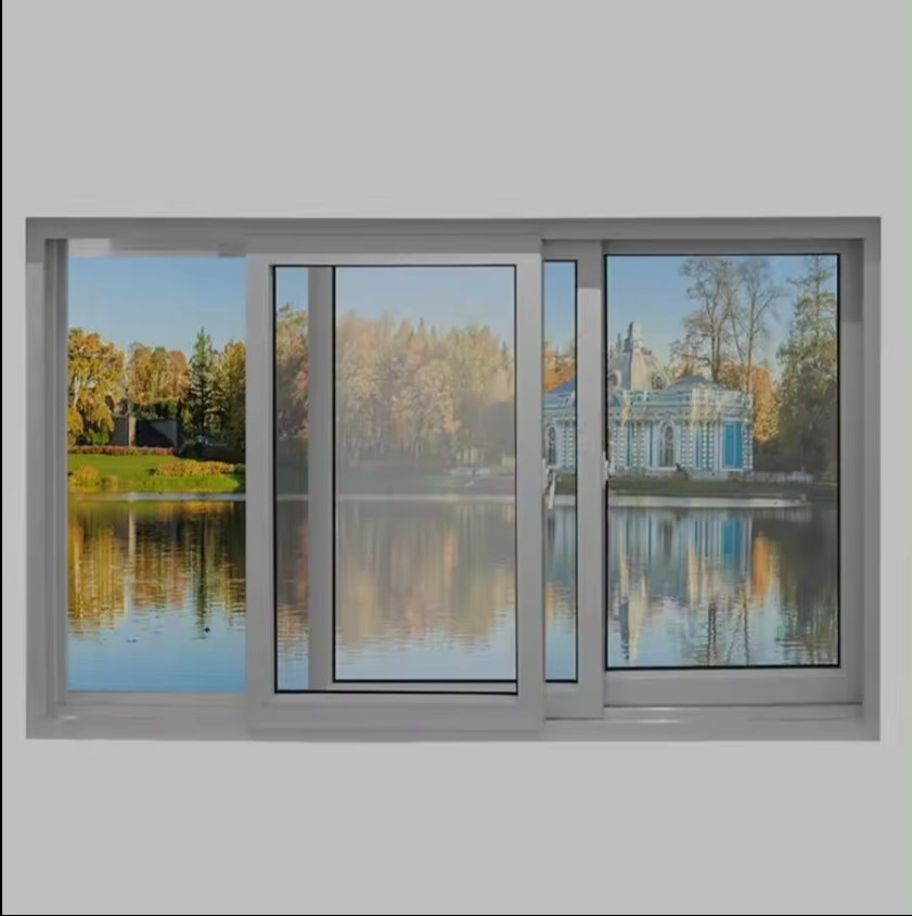 PA Soundproof Double Glazed Insulated Aluminum Tempered Glass Sliding Window PVC Sliding Windows with Security Grill