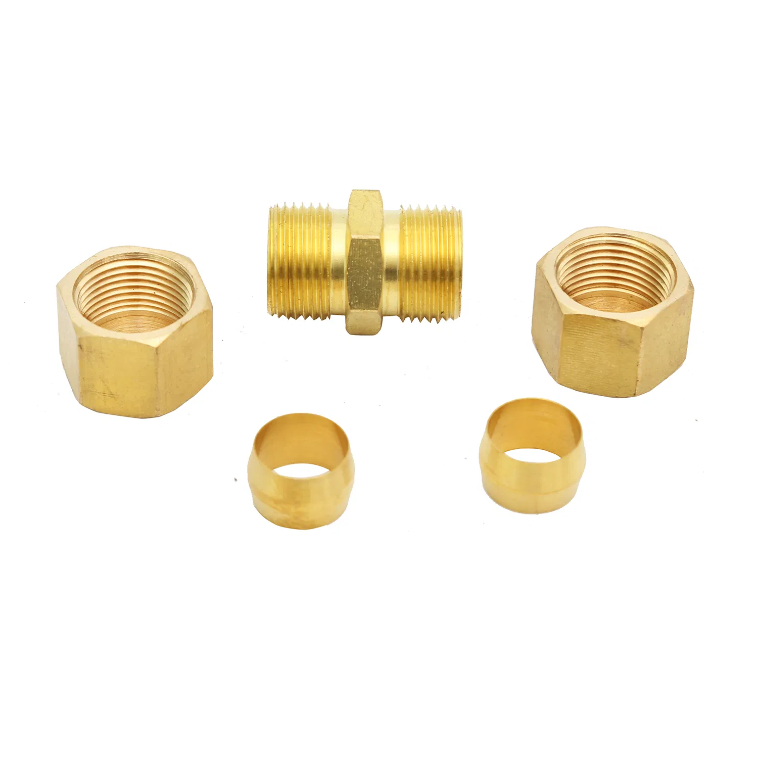 Brass Double Ferrule Fitting Hex Male Thread Straight Joint Compression Hydraulic Tube Fittings