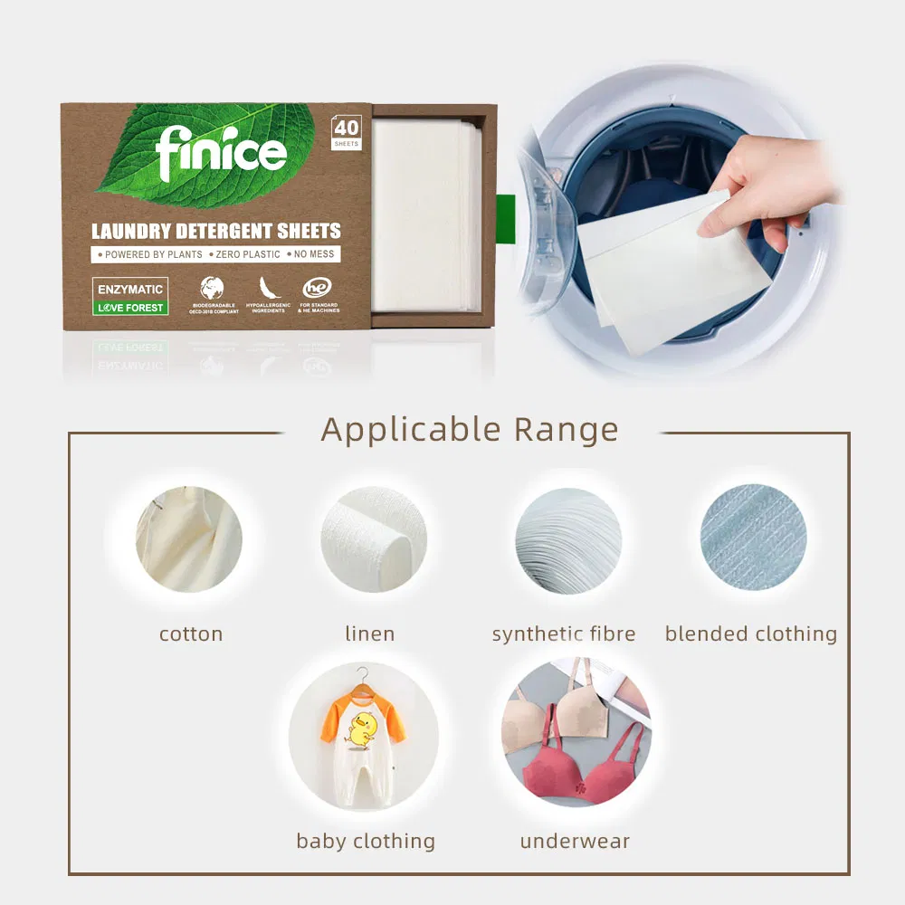 Fnc766 ODM OEM Factory Price Wholesale Washing Clothes Sheet Eco Friendly Biodegradable Laundry Detergent Strips