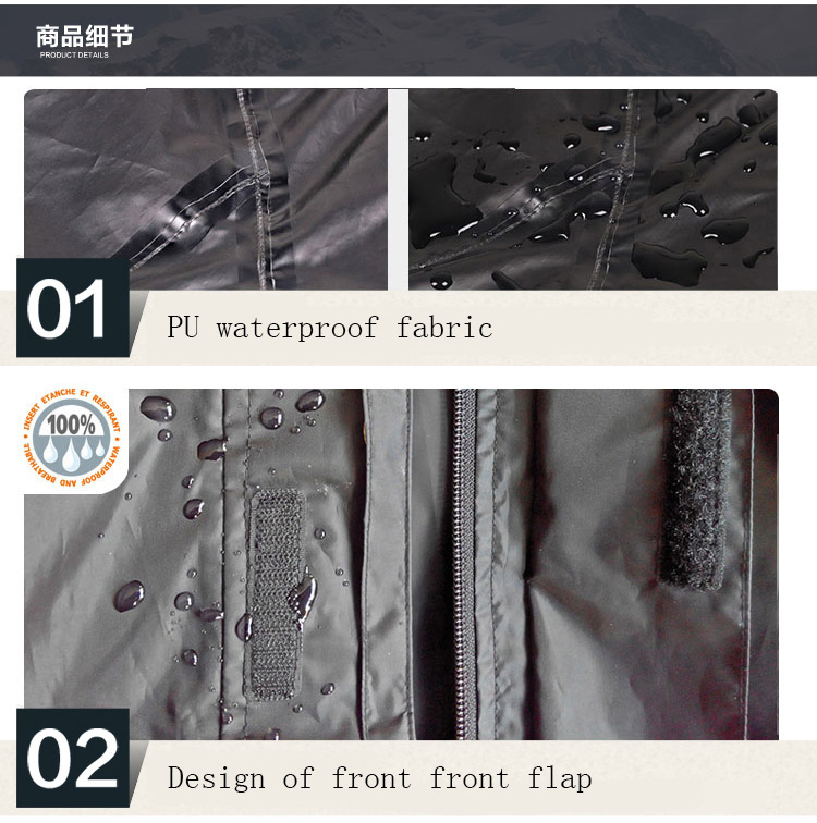 Mens Motoboy Motorcycle Polyester Touring Black Raincoat for Riding