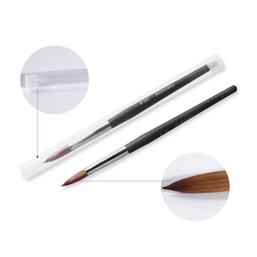 Wholesale Design Custom Logo Soft Thick Personalized Wooden Pure 100% Kolinsky Acrylic Art Nail Brush for Nail Salon