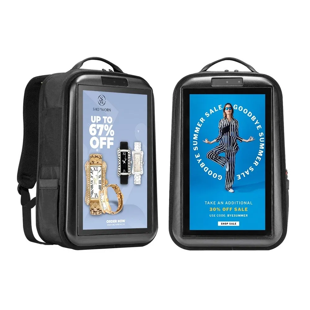 Customizable Outdoor LCD Monitor Walking Billboard Backpack Waterproof Digital Advertising Display for Business