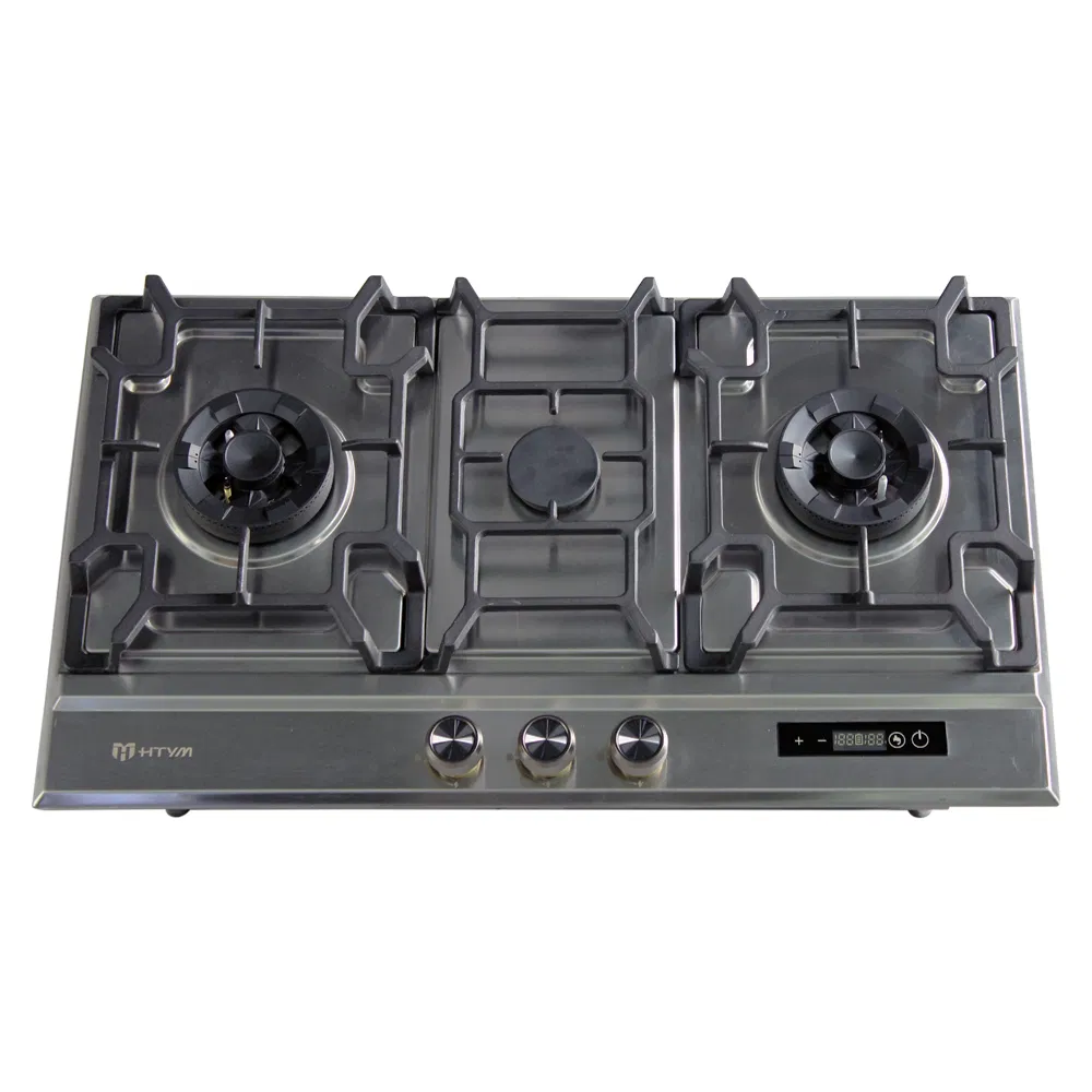 Energy-Efficient Stainless Steel Gas Cooker with 3 Burners and Timer Gas Hob