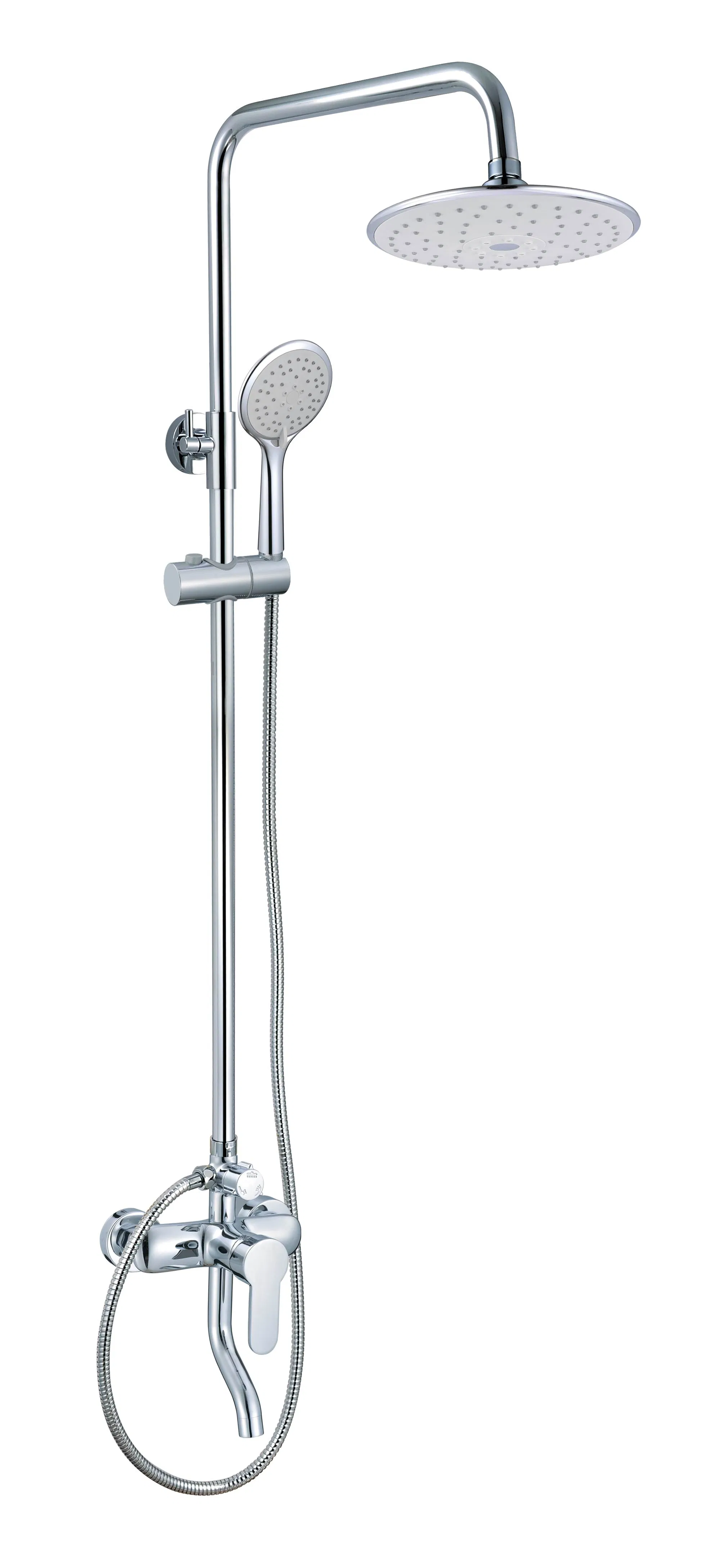 Sanitary Ware Shower Set 3 Way Functions Single Handle Brass Shower Bar Shower Panel Rainfall Shower System Set Shower Faucet with Spout