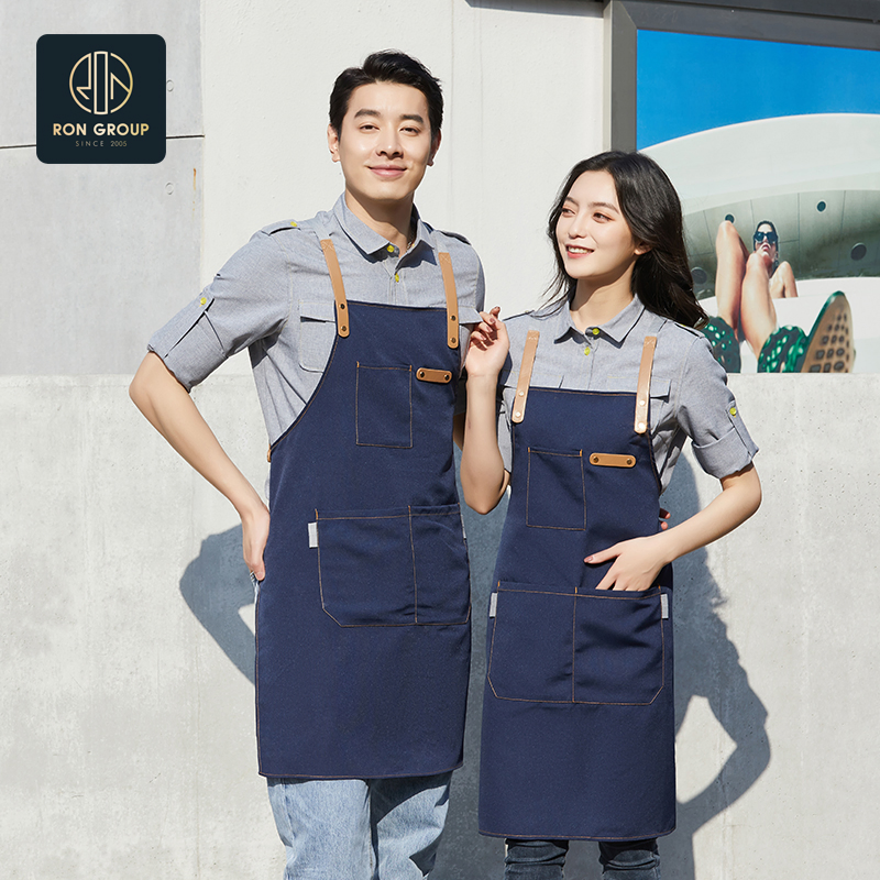 Wholesale Waiter Waitress Kitchen Denim Apron for Restaurant