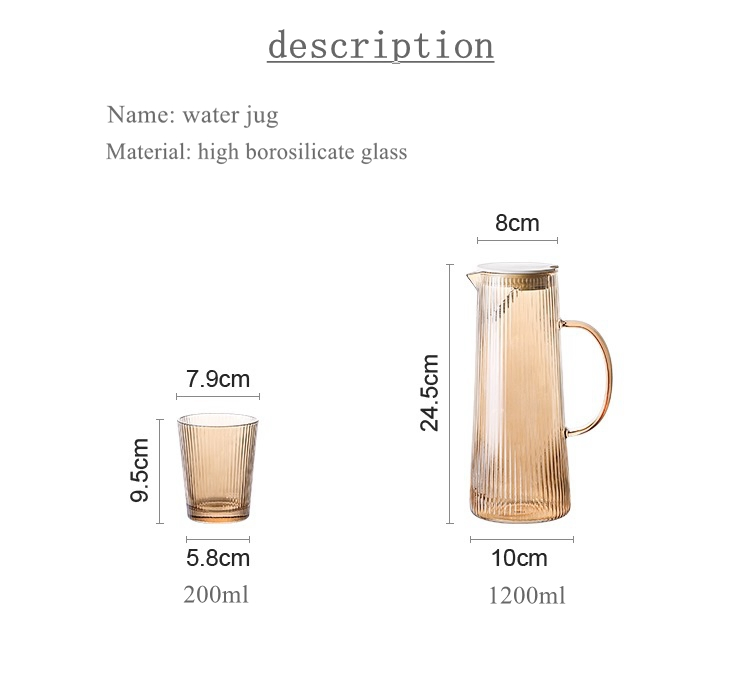 Stripes Plated Color Glass Carafe Water Pitcher with Lid