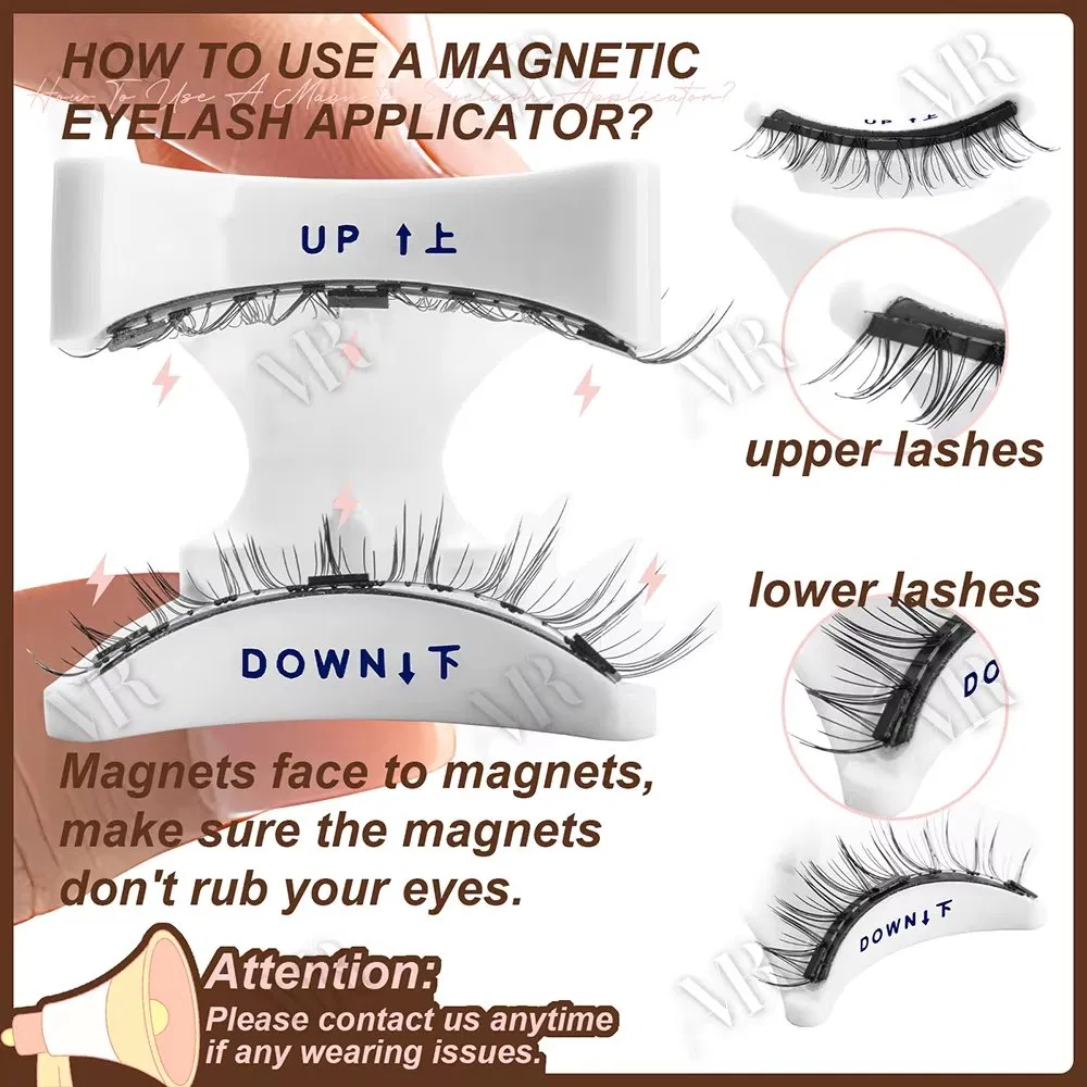 3 Magnets Magnetic Eyelashes Reusable Natural Wispy Magnetic False Eyelashes No Glue Needed Magnet Lashes with Applicator