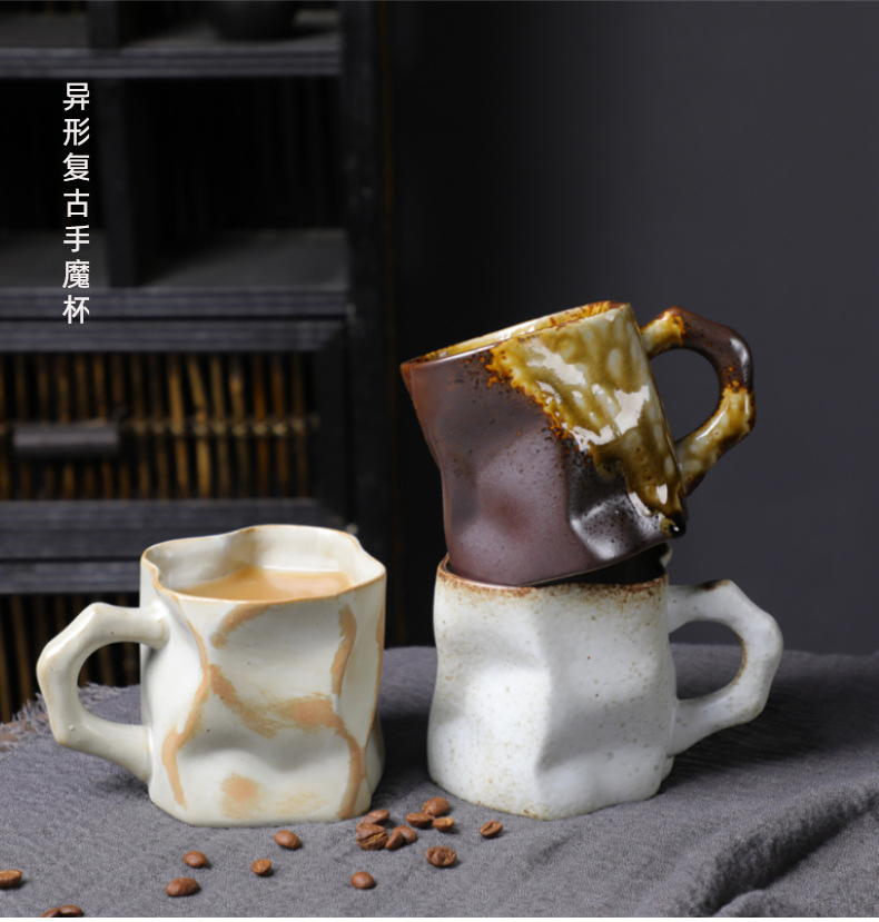 Ceramic Coffee Cup Wholesale Kiln Tea Mug Breakfast Water Milk Juice Tea Cup Stoneware Latte Mug with Round Handle