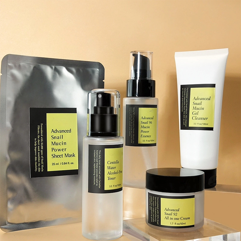 Private Label Moisturizing Repairing Smoothing Brightening Snail Serum Snail Mucin Gel Cleanser Skin Care Set