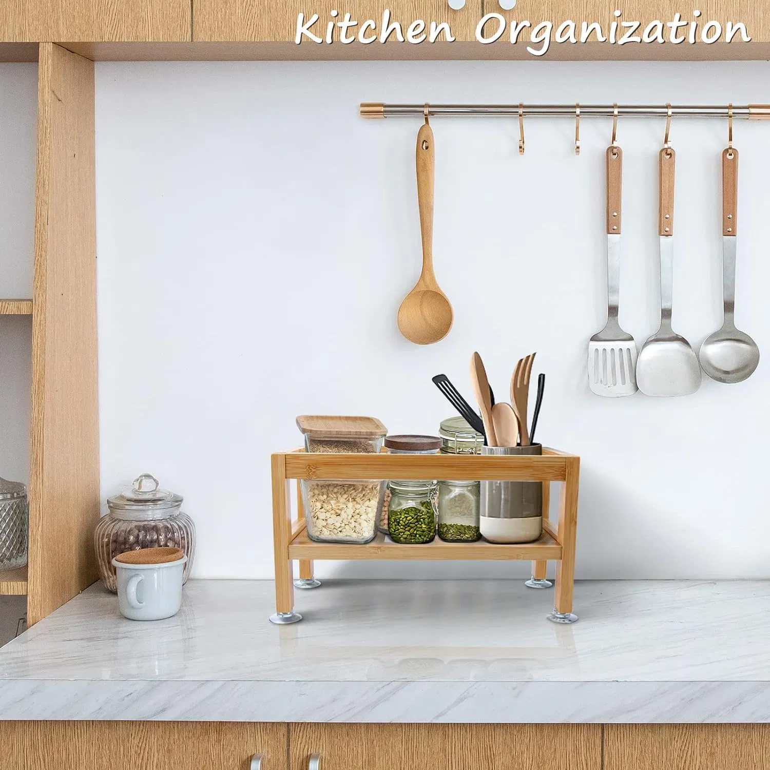 Bamboo Bathroom Toilet Paper Napkins Shampoo Bedroom Cosmetics Kitchen Condiments Small Space-Saving Shelf