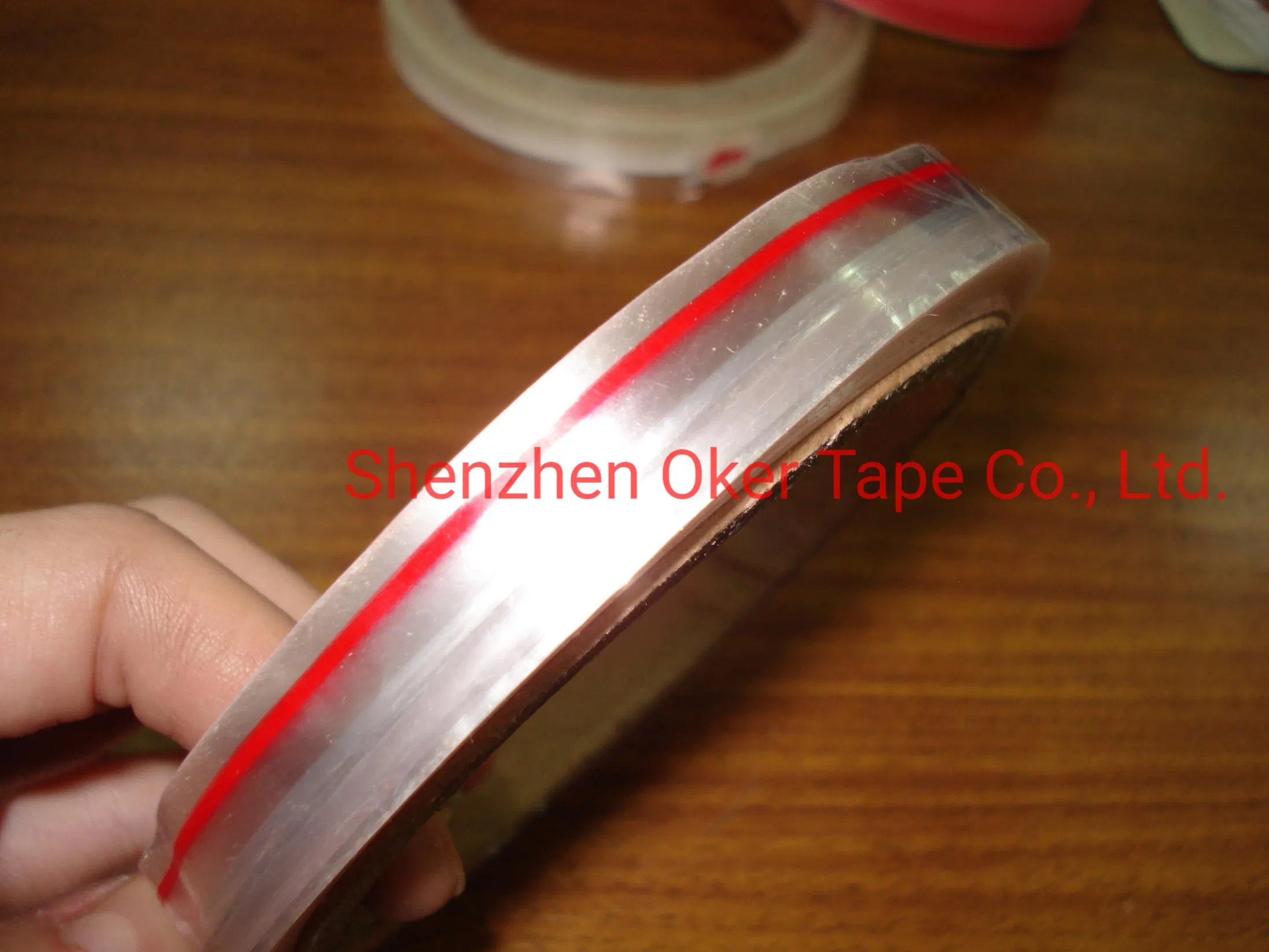 Oker Manufacturer 14/4/7mm OPP Double Sided Tape for PE/CPE Bag,Self-Adhesive Tape, Environmental Protection OPP Tape with Red or White Line,BOPP Adhesive Tape
