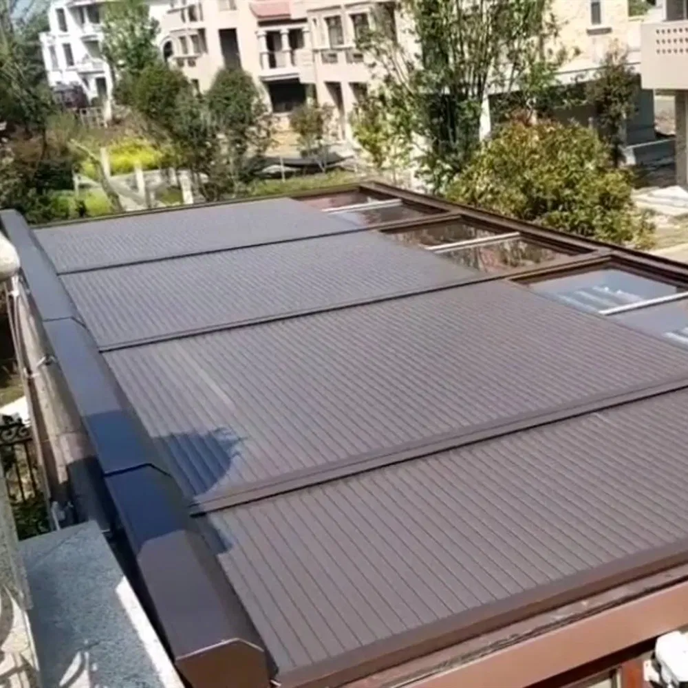 Electric Horizontal Aluminum Roller Shutter Installed on The Roof of The Glass House