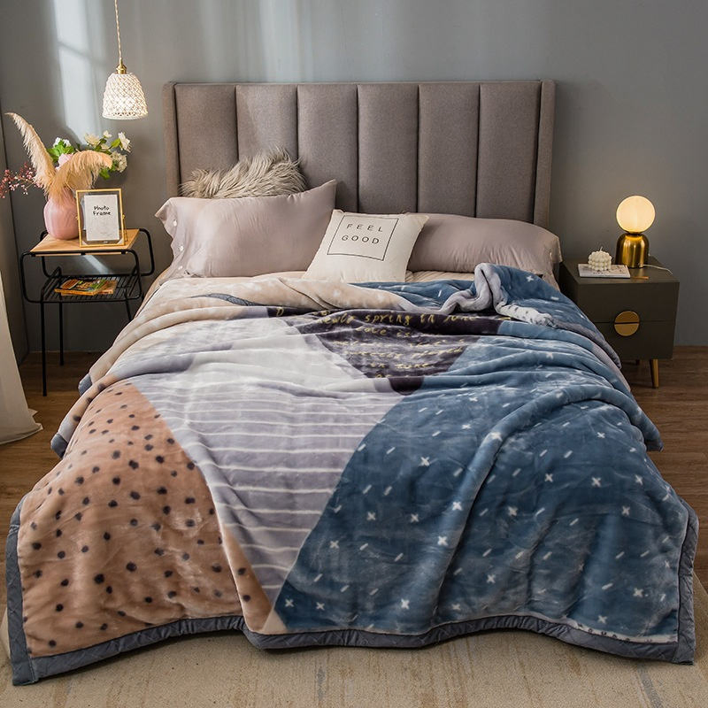 Modern Printed Thickened Winter Fluffy Blanket Home Bed Sofa Comfortable Throw Blanket