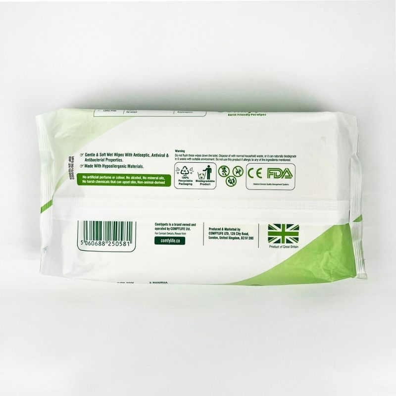 Safe Wipes for Pet Dog Daily Cleaning Use on Paws, Face, Butt, Ears, and Body