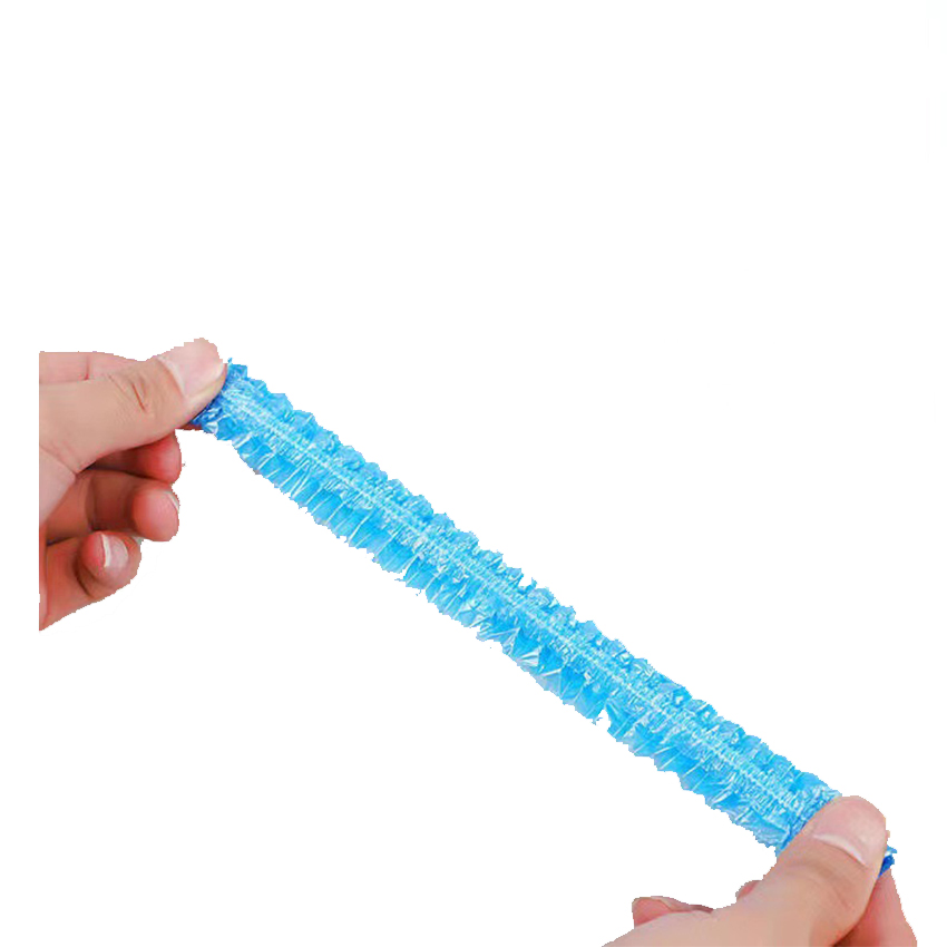 PPE Supplier Disposable PE Waterproof Strip Clip Shower Cap En 343