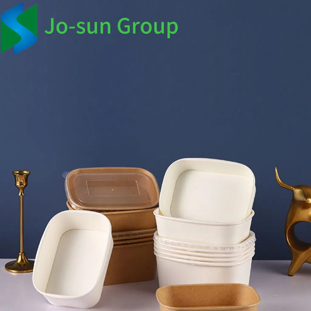 Jo-Sun Microwave Heating Disposable Lunch Box Kraft Paper Rectangular Bowl