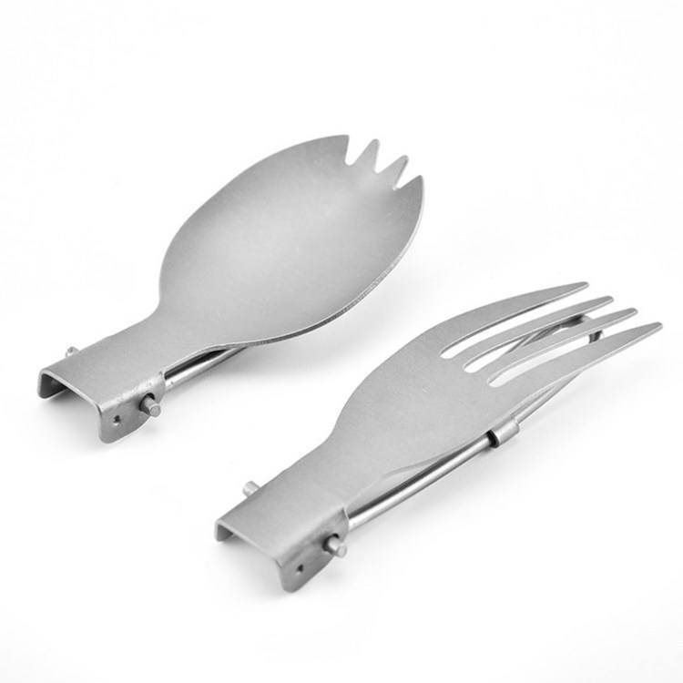 Portable Foldable Fork and Spoon Titanium Camping Cutlery for Travel Bl16042
