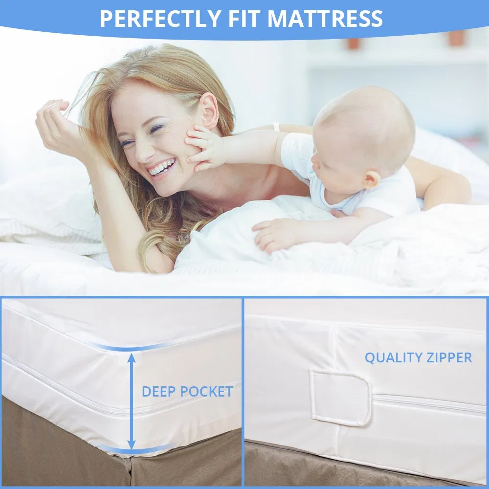 6-Sided 100% Waterproof Bed Cover Mattress Encasement Protector with Zipper