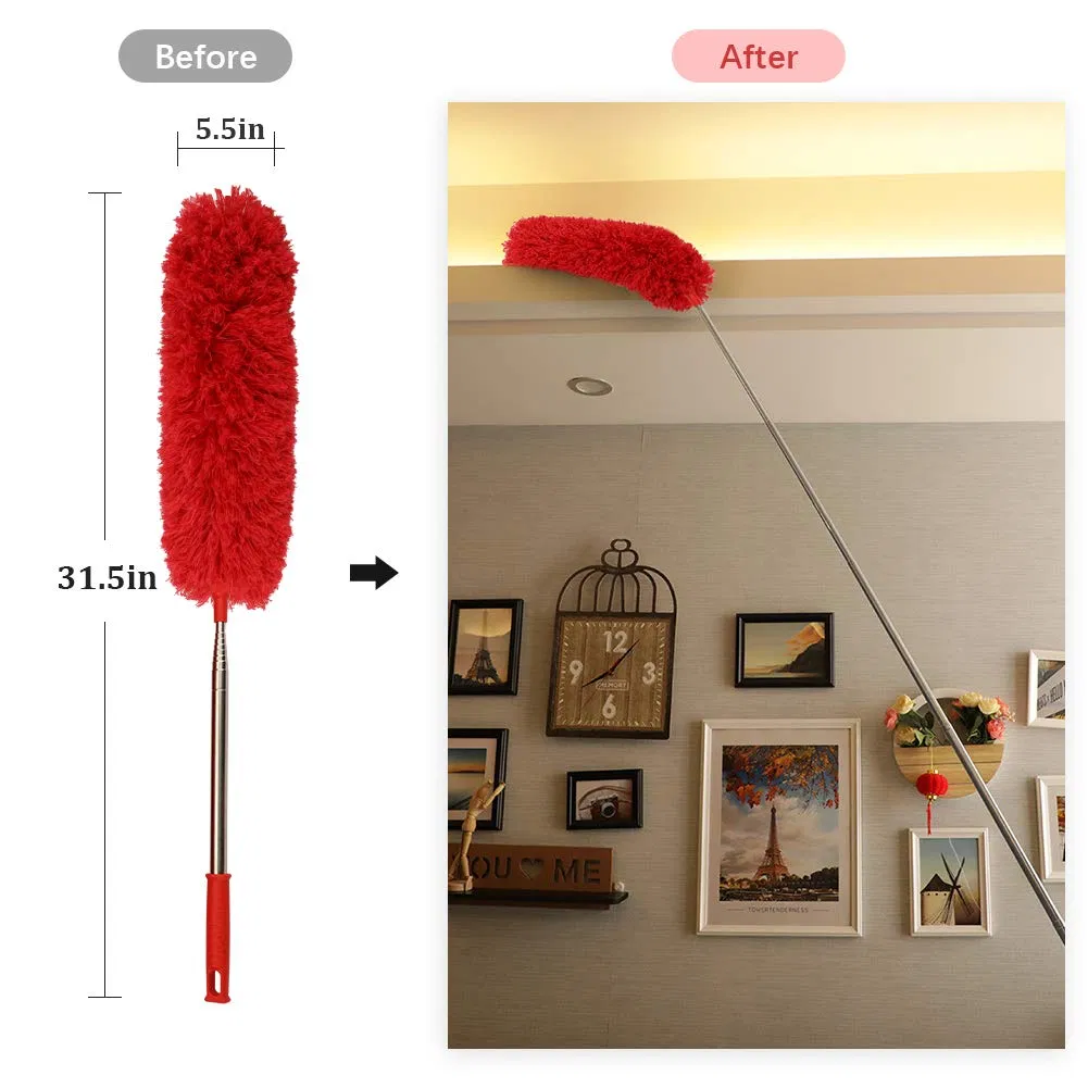 100 Inches Long Pole Bendable Head Long Handle Microfiber Extendable Feather Duster