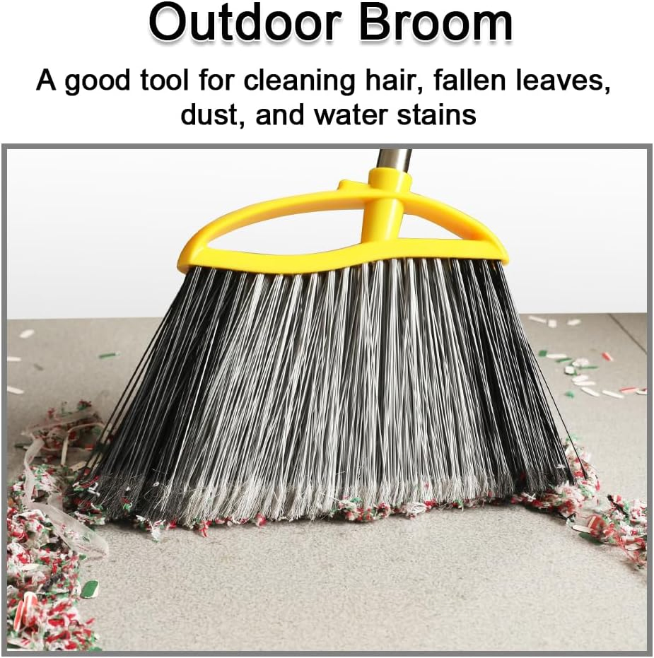 Split-End Stiff Bristle Outdoor Broom with Adjustable Pole