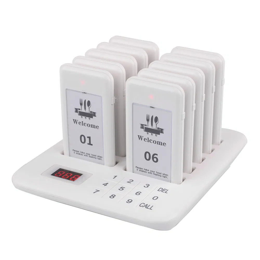 Restaurant Pager System 10 Pagers White Pager for Food Truck Cafe Shop
