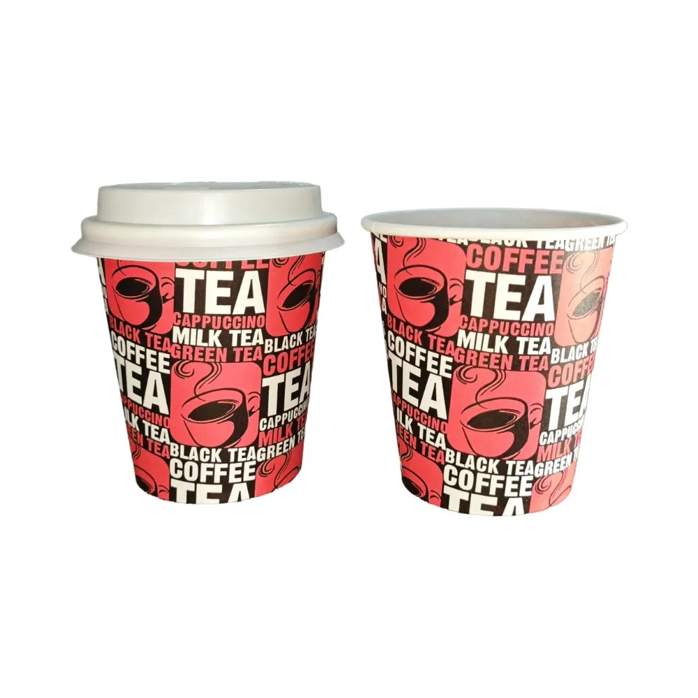 Бумажный стакан 7oz для горячих напитков с крышкой