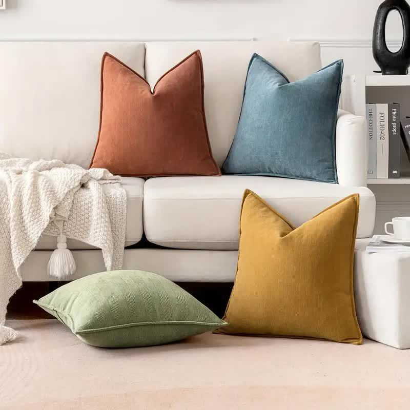 Luxury Modern Solid Cushion Cover Fluffy Chenille Jacquard Pillow for Home Decor Soft Polyester Throw Pillows for Hotels