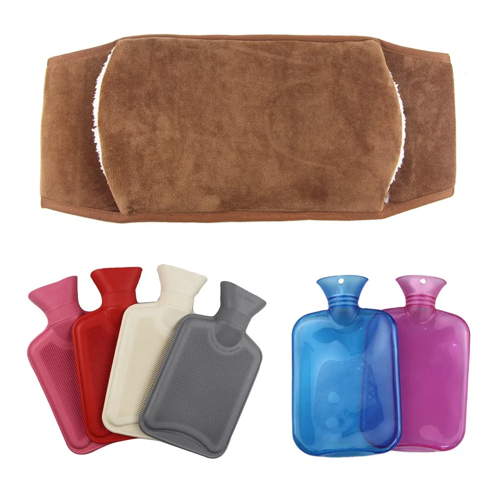 2024 New Arrival Hot Water Bottle Winter Warm 1L Rubber PVC Hot Water Bag with Plush Waist Belt Cover