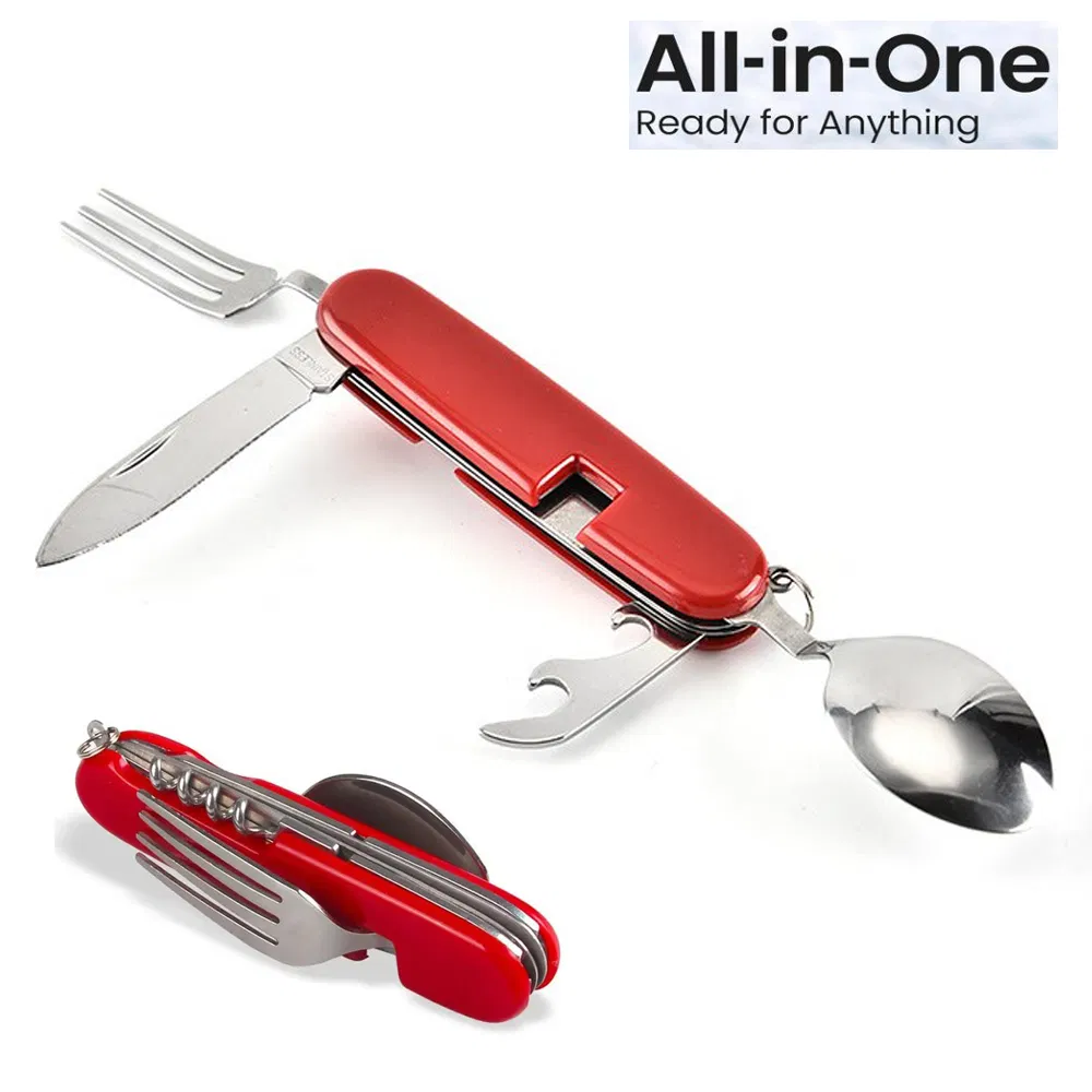 High Quality Stainless Steel Red Handle Tableware Cutlery with Knife Spoon Fork