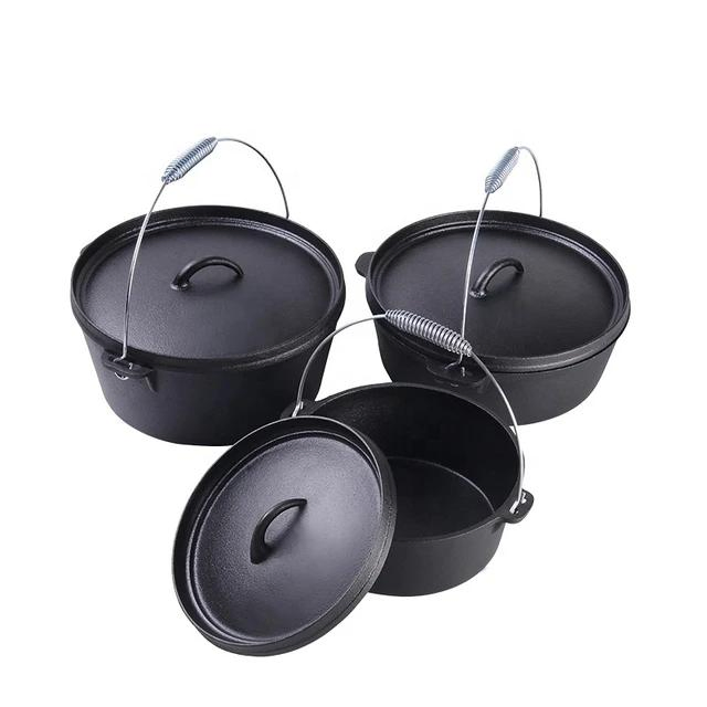 Big Size Cast Iron Outdoor Pot BBQ Dutch Oven Camping Fire Stew Pot with 3 Legs Camping Cookware