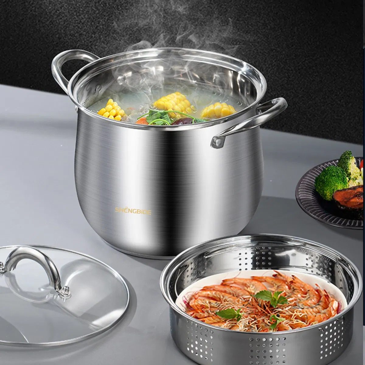 Stainless Steel Cooking Pot Sets Large-Capacity Soup Pots Kitchen Stock Pot Cookware