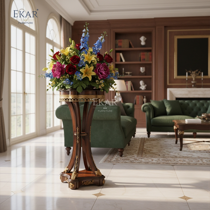 Ekar Royal Buckingham Luxury Pedestal Stand Hand-Inlaid British Style Plant Stand